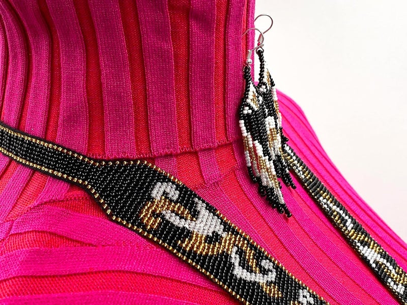 BeadsCorner Native Tribal Style Long Statement Beaded Necklace for Women Handmade - Image 3